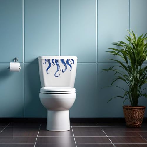 Blue Octopus Tentacle Toilet Lid Decal - Peel & Stick Bathroom Decor