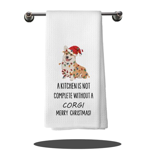 Funny Christmas Corgi Kitchen Towels - Soft 100% Waffle Weave