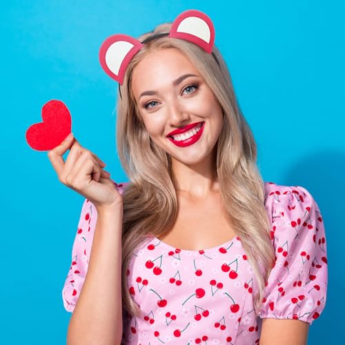 Wavwavw Bear Ears Headband with Red Heart Patch Costume Set