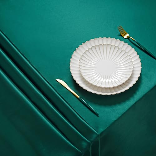 Blackish Green Satin Table Cover 60x120 Inches - 6 Pack, Rectangular