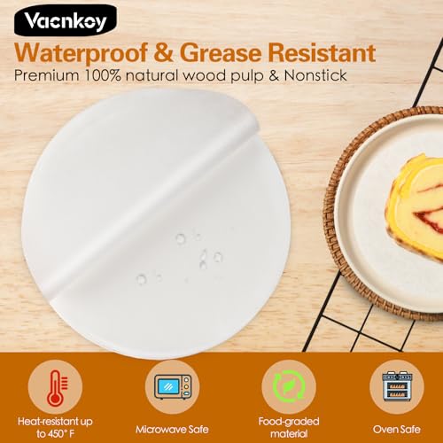 8 Inch Parchment Paper Rounds - 100 Non-Stick Baking Sheets