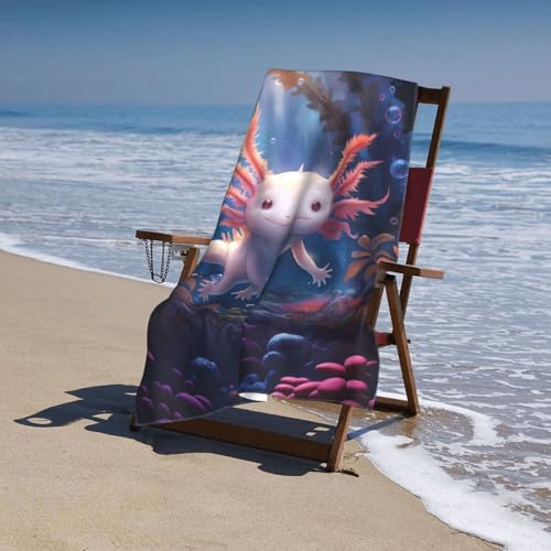 Axolotl Beach Towel - Cute Microfiber Quick Dry Pool Towel