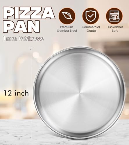 Yuiicaov 12-Inch Stainless Steel Pizza Pan - Durable Round Baking Tray
