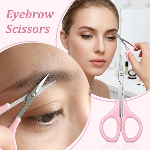 BOHUIZ 4-Piece Stainless Steel Eyebrow Scissors with Protective Caps