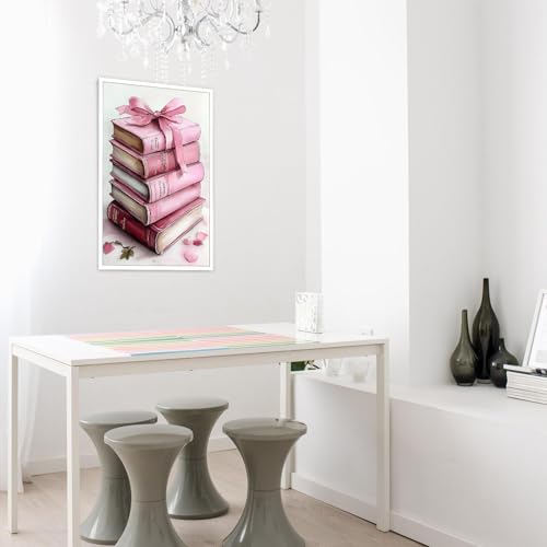 Pink Bow Books Canvas Wall Art Coquette Preppy Poster 8x12 Unframed