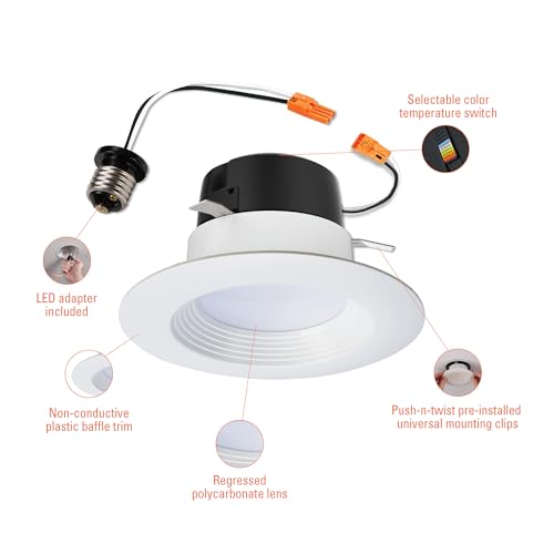 HALO 4-Inch LED Recessed Downlight Trim, 5-CCT Selectable, Dimmable