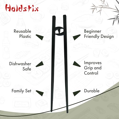 Reusable Beginner Chopsticks for Adults - 4 Pcs with Helper Design