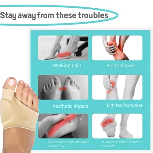 4 Bunion Relief Pads and Sleeves, Orthopedic Bunion Corrector Socks with Gel Pads, 2 Pairs