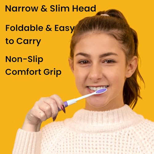 ALAZCO Folding Travel Toothbrush Medium Bristles 4-Pack