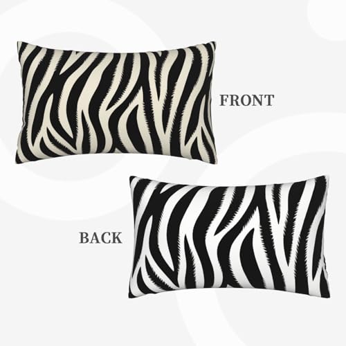 Zebra Print Striped Pillow Covers 12x20 Inch Set of 2