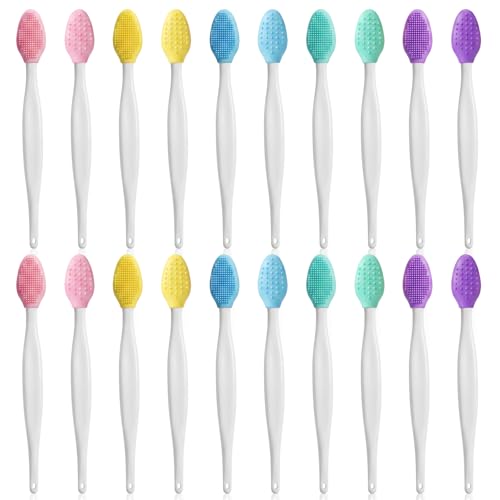 Kynigo 20-Piece Double-Sided Silicone Lip Scrub Brush & Exfoliator Tool Set