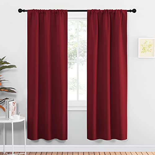 NICETOWN Burgundy Blackout Curtains - 34x72 Inch Rod Pocket Panels (Set of 2)