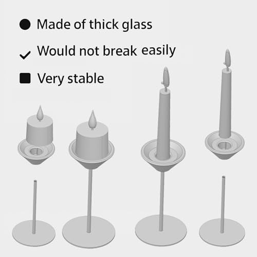 Smoke Gray Glass Candlestick Holders Set of 3 - Modern Minimalist