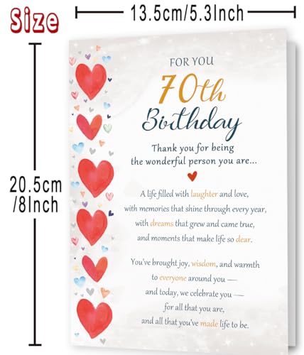 70th Birthday Card for Him/Her - Unique Gift & Decoration