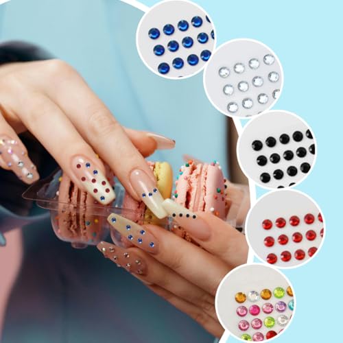Self-Adhesive Blue Rhinestone Stickers - 4 Sizes Gem Sheets for Crafts & Nails