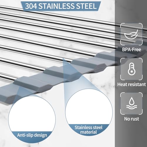 Triangle Dish Drying Rack | 304 Stainless Steel, Foldable Sink Organizer