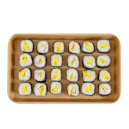 Matsuri Vision 9.5 x 6 x 0.9 Inch Sushi Trays, 100 Greaseproof Sushi Packaging Boxes - Lids Sold Separately, Disposable, Kraft Paper Sushi Containers, For Appetizers Or Desserts - Restaurantware