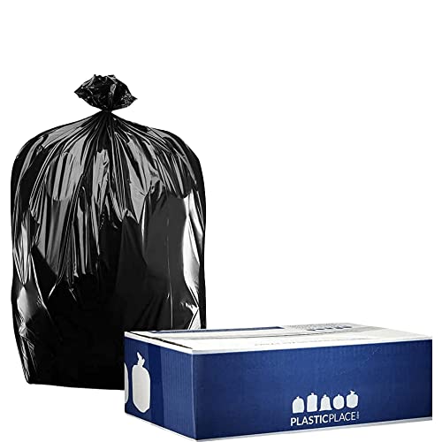 Plasticplace 64-65 Gallon Trash Can Liners for Toter ¦¢ 1.5 Mil ¦¢ Black Heavy Duty Garbage Bags ¦¢ 50¡± x 60¡± (25 Count)