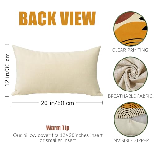 Boho Geometric Lumbar Pillow Cover 20x12 - Cotton Linen