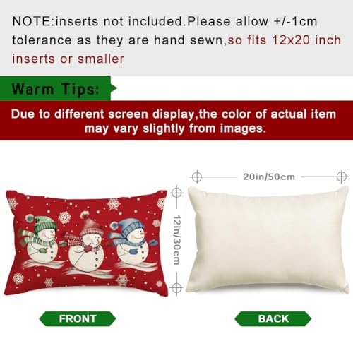 Christmas Snowman Pillow Cover 12x20 Red Lumbar Decor Holiday Home Accent - Variation of THIS listing
