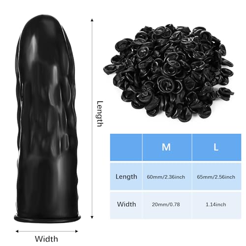 400 Pcs Disposable Latex Finger Cots Protective Fingertips Gloves Black Finger Protectors Sleeves for Industrial, Beauty and More(2.6 x 1.1 Inch)