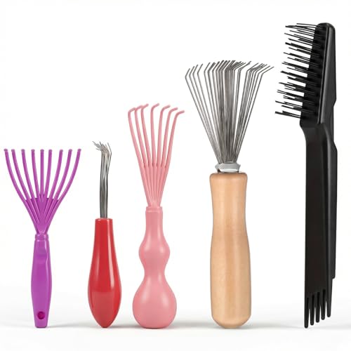 HJZHII 5-Piece Hairbrush Cleaner Tool Set - Hair Comb Maintenance and Dust Removal