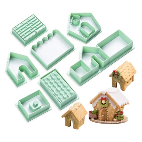10 Pcs Gingerbread House Cookie Cutters Set of 3 for Holiday Baking and Crafts