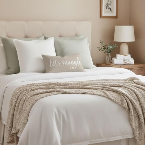 Beige Lumbar Pillow Cover 12x20 Inch - Let’s Snuggle Design