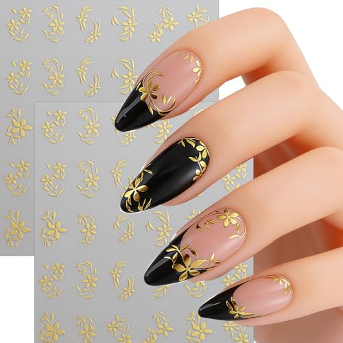 3D Floral Nail Art Stickers - 6 Sheets Self-Adhesive Daisy & Flower Decals