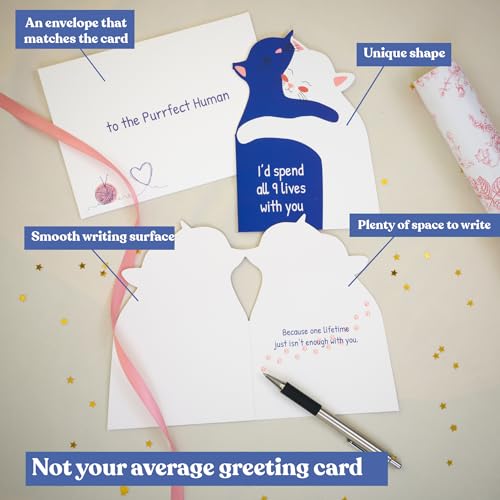 Cat Love Greeting Card for Him or Her - Anniversary, Valentine's Day & More