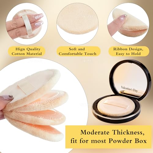 AUEAR Washable Pure Cotton Powder Puffs 10 Pack Beige 2.36 Inch