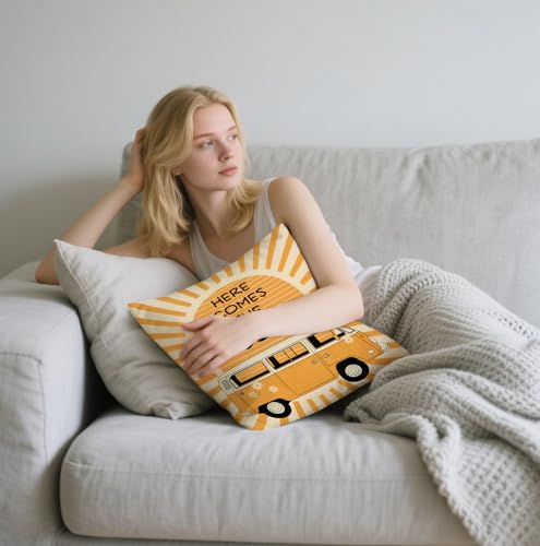 Retro Boho Van Throw Pillow Cover - 18x18 Inch Sunshine Decor
