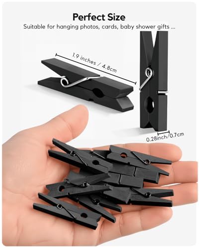 SF SOONEAT 1.9-Inch Black Wooden Clothespins - 100 Pack Mini Craft Clips