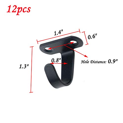 Antrader Black Ceiling Hooks - 12-Pack Stainless Steel Under-Shelf Hangers
