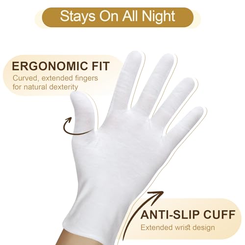 FOTKYXH 32PCS Thin White Cotton Gloves for Dry Hands Eczema Overnight Spa