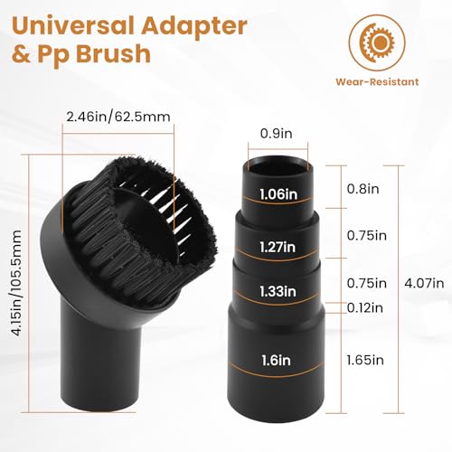 2 Pcs Round Vacuum Dust Brush Attachment - 1-1/4" Universal Cleaning Tool