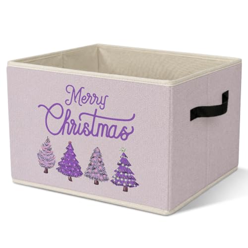 Purple Christmas Storage Bin - Collapsible Holiday Organizer with Handles - Color-3