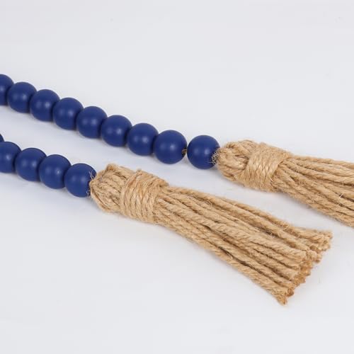 RAMIRABI 58-inch Navy Blue Wood Bead Garland - Rustic Farmhouse Decor