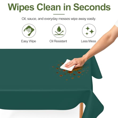 Christmas Green Disposable Plastic Tablecloth Set - 54 x 108 Inches, 3 Pack