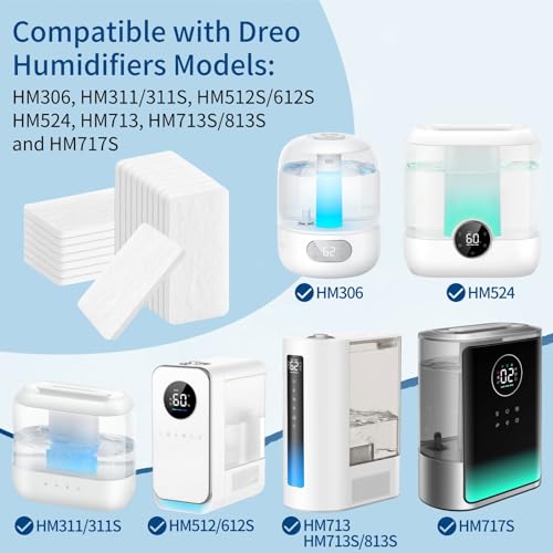 48-Pack Humidifier Aroma Pads for Dreo HM306, HM311, HM512, HM713 Series