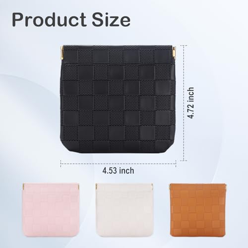 Sightor 2PCS Checkered Small Makeup Bag PU Leather Mini Cosmetic Pouch