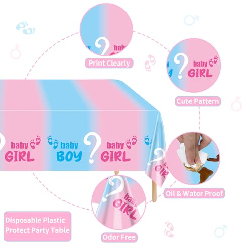 2-Pack Gender Reveal Tablecloths - Pink & Blue Baby Shower Decor