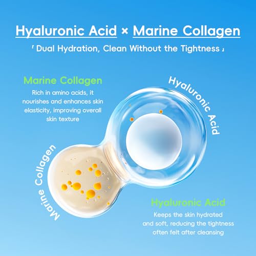 Easilydays Hyaluronic Acid & Collagen Facial Cleanser - Hydrating Amino Acid Gel-to-Foam Face Wash for Deep Cleansing and Oil Balance