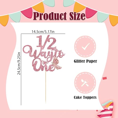 Pink Butterfly Cake Topper - 6-Month Birthday Celebration Decoration