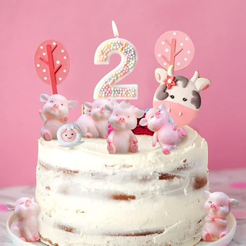 Large Pink Macaron Number 7 Birthday Candle - 2.67 Inch