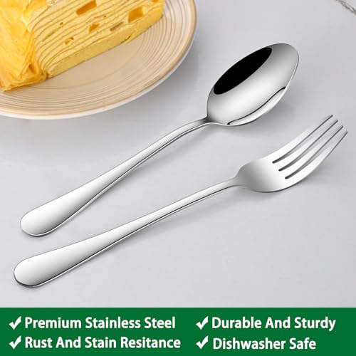 Dehov 8-Inch Stainless Steel Dinner Forks - Silver, Set of 8