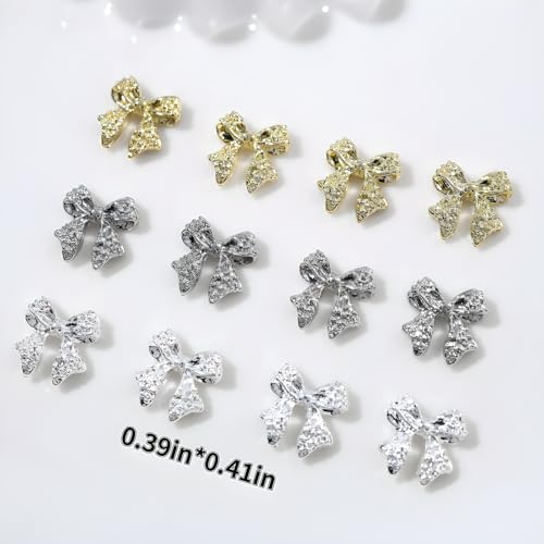 36 Pcs 3D Bow Nail Art Charms Metal Alloy Rhinestone Gems for DIY Nails