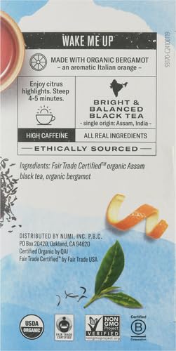 Numi Organic Earl Grey Black Tea Bags - Bergamot, 18 Ct (Pack of 2)