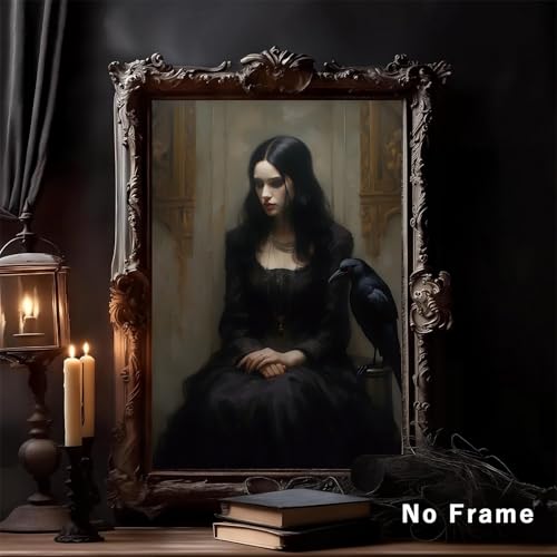 Gothic Witch Wall Art - Vintage Dark Academia Canvas 16x24