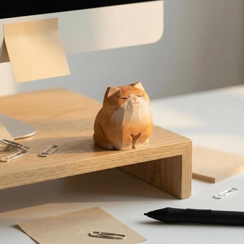 Hand-Carved Orange Tabby Cat Figurine | Charming Home Decor